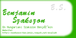 benjamin szakszon business card